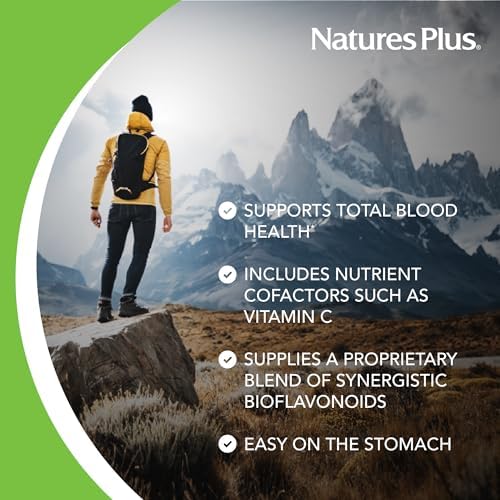 NaturesPlus Hema Plex Iron capsules dietary supplement showing gluten free and non GMO certifications