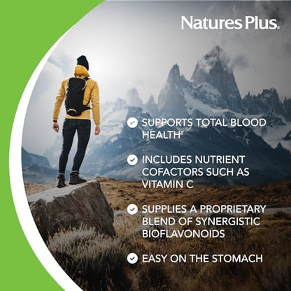 NaturesPlus Hema Plex Iron capsules dietary supplement showing gluten free and non GMO certifications