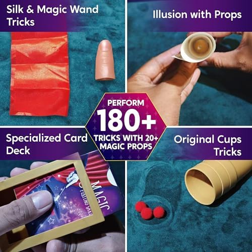 Child performing magic tricks with Klever Kits set
