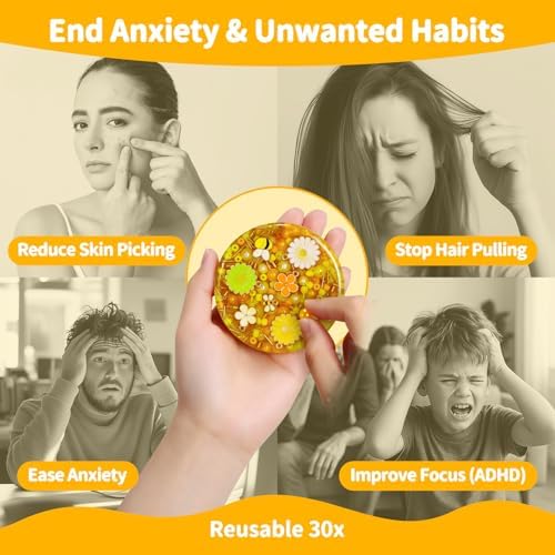 Adult fingers picking beads from the PLUMIA anxiety relief skin picking toy.