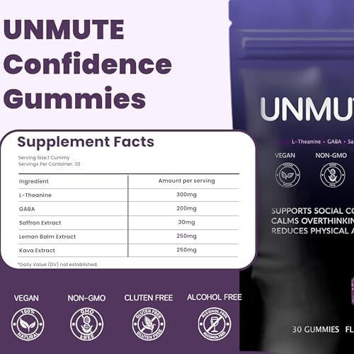 Unmute Berry Spark flavor social confidence gummies imported from USA