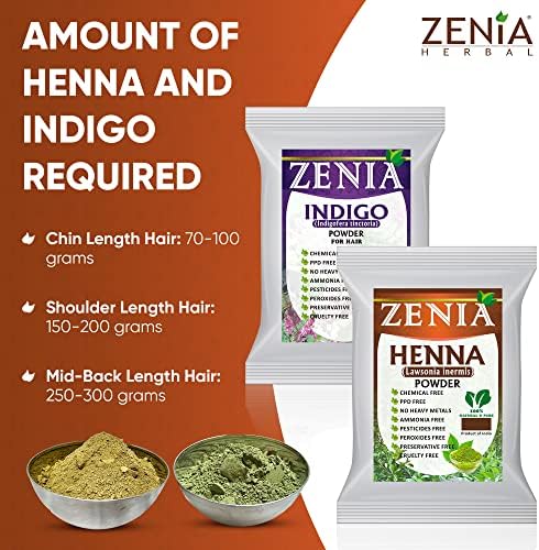 Zenia 100 grams herbal henna powder package for natural conditioning and grey coverage