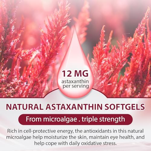 Premium 4 month supply packaging of non-GMO and gluten-free astaxanthin softgels.