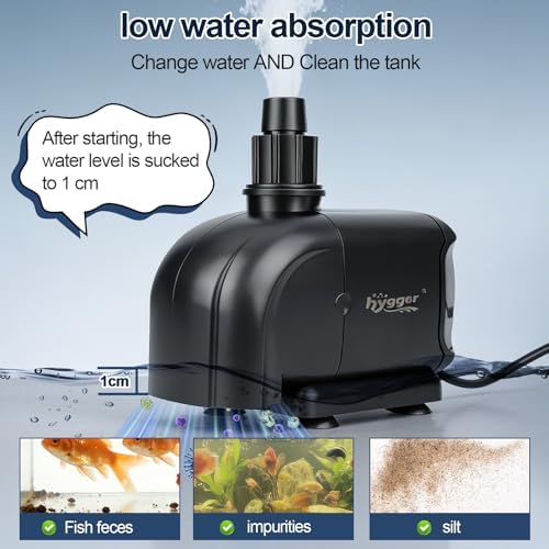 Hygger authentic imported USA retail packaging for the 400 GPH aquarium utility pump.