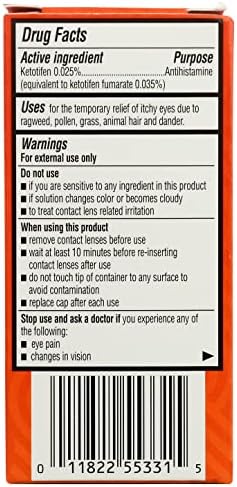 Rite Aid allergy eye drops bottle close up showing original prescription strength label