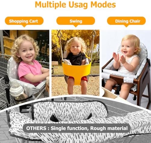 Side view of Hooetoon high chair seat cover for infants