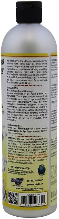 Groomers Edge dog and cat coat conditioner highly concentrated formula bottle