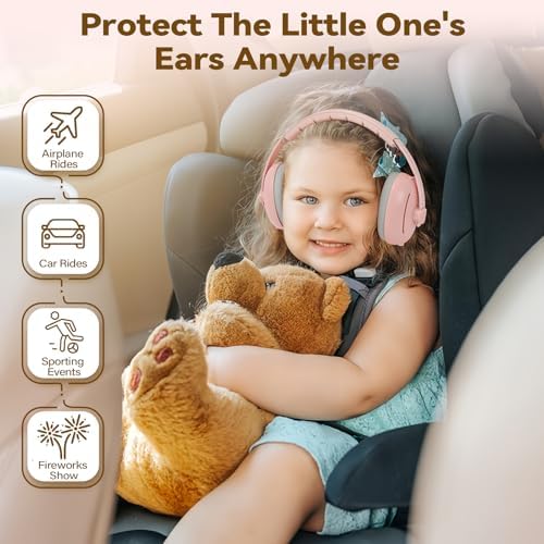 Close up view of soft padding on Dithin baby ear muffs