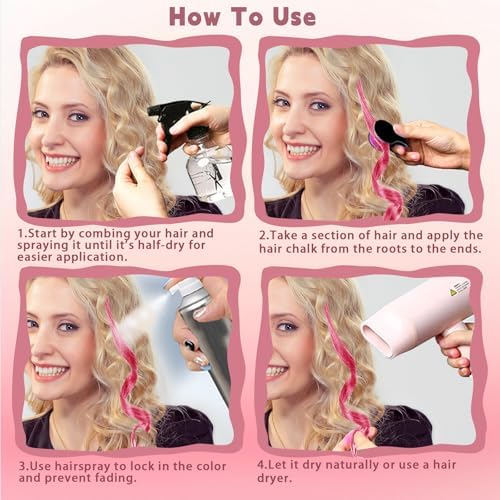 Demonstration of hair chalk application on hair strand
