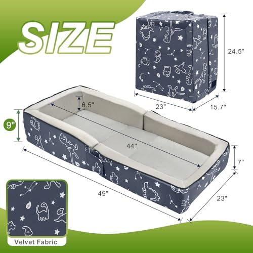 Unzipped removable washable cover of the JOYWOO toddler bed showing mattress interior.