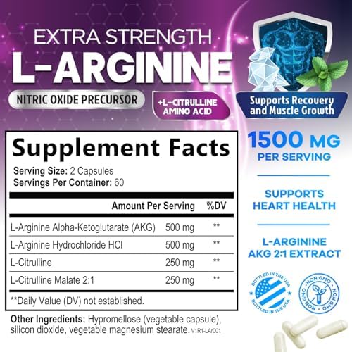 Nature's Peak L-Arginine 120 capsules bottle side profile