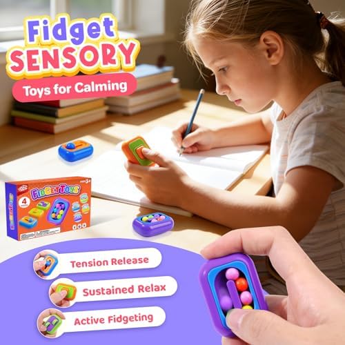 A person holding the compact pocket fidget toy in their palm demonstrating its small size.