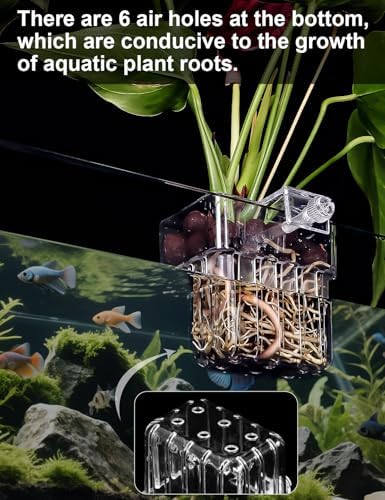Roetelo fish tank hydroponic plant stand with healthy aquatic moss roots growing through slots