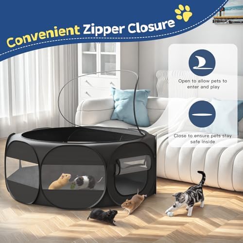 VavoPaw Small Animal Playpen, Chicken Brooder Box with Cover Top, Portable Outdoor Exercise Pet Cage Tent, Waterproof Breathable Pet playpen Indoor for Chick Ktiien Bunny Hamster Guinea Pig, Black - Image 5
