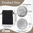 Close up of Hicarer 4 leaf clover collector coin with flannel storage bag