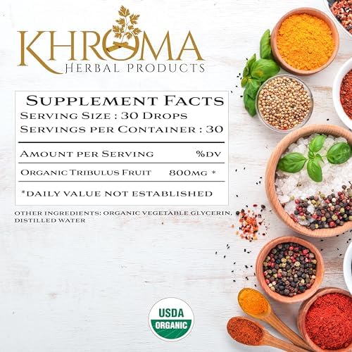 Khroma Herbal Products maximum strength Tribulus supplement glass bottle