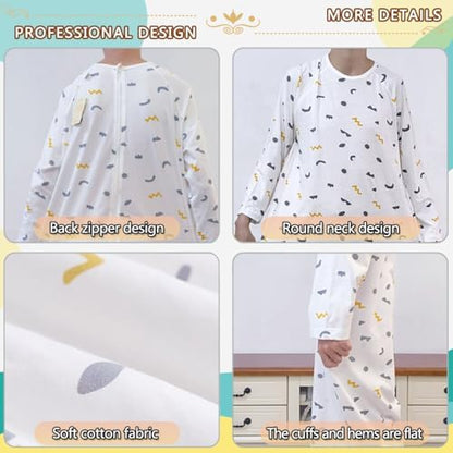 Full body view of Siomlana patterned jumpsuit for elderly home healthcare