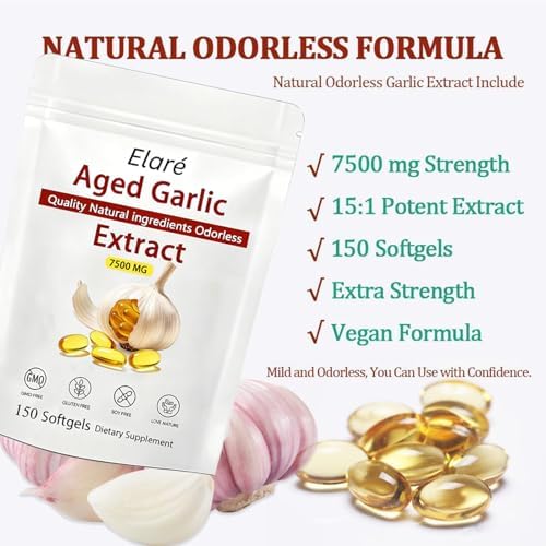 Premium aged garlic extract softgels for cardiovascular system and blood circulation support