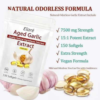 Premium aged garlic extract softgels for cardiovascular system and blood circulation support