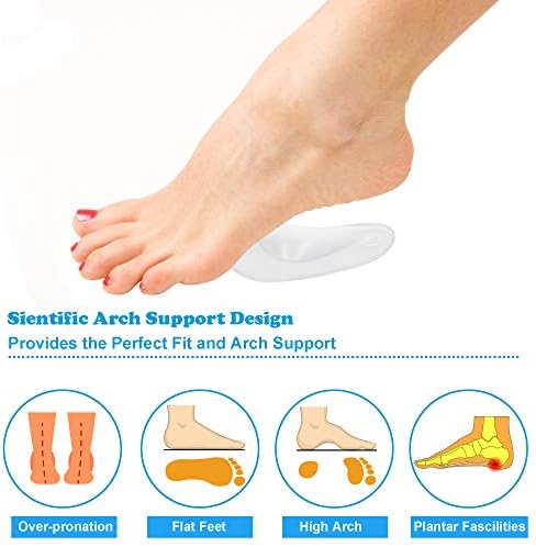 Six piece set of UrChoice clear gel arch inserts for flat feet.