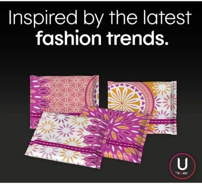 Kotex thin flexible daily liners individually wrapped in colorful patterns