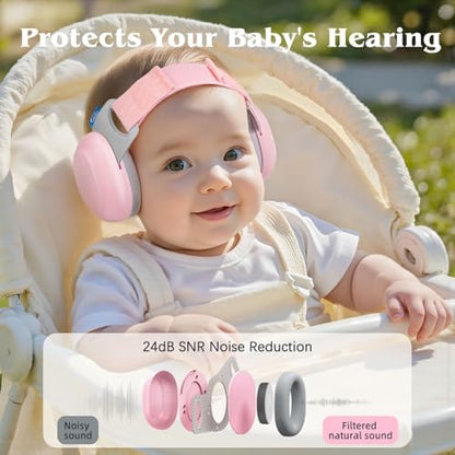 Side view showing adjustable strap design for baby ear muffs