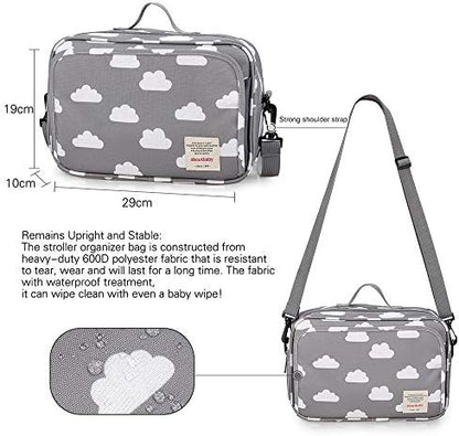 Side view of Momigo baby travel tote with strap details