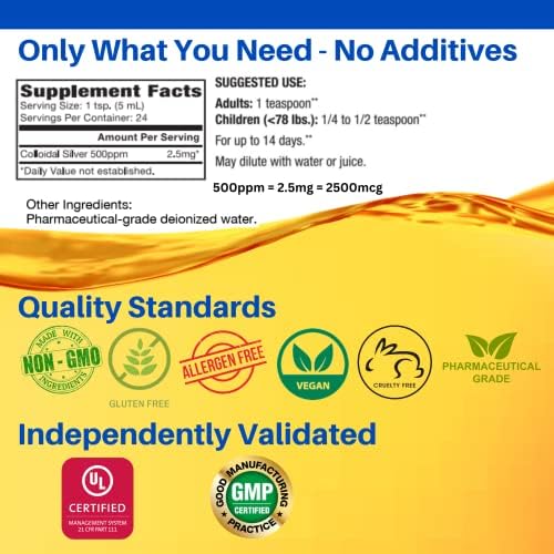 Authentic USA imported immune support liquid silver supplement packaging details
