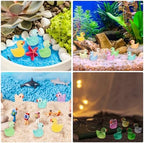 Sixteen different color variants of the premium resin duck miniatures spread out on a white surface
