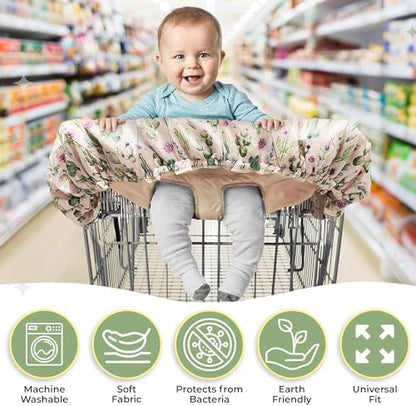 Water resistant toddler grocery cart cushion liner showing the phone pouch