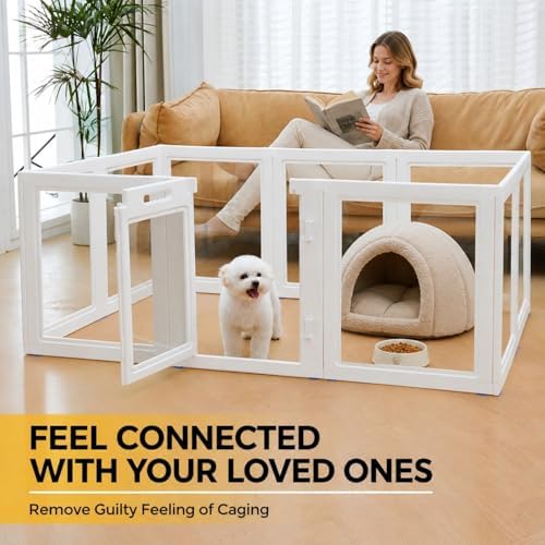 EVERFRONT Clear Acrylic Dog Playpen - Clear Dog Play Pen - Easy Assemble Acrylic Dog Playpen - Puppy Playpen, Cat Playpen, Small Animal Playpen, Dog Play Pen Indoors - Image 6