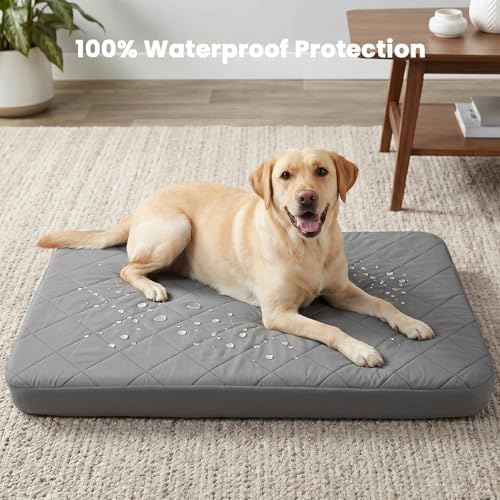 Water resistant pet mattress protector demonstrating the elasticized edges for a snug fit