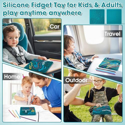 Portable silicone sensory board with travel bag