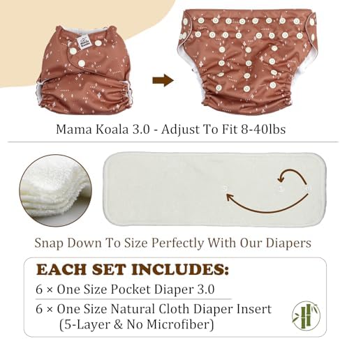 Natural 5-layer cloth diaper inserts included in the set