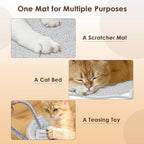 Durable woven cotton rope scratching surface catching claw debris cleanly.