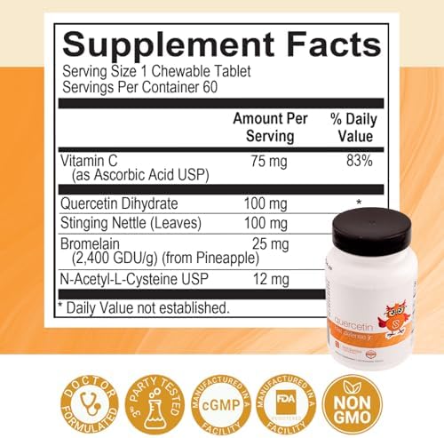 Serawise Quercetin Hist Defense Junior chewable tablets label details