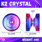 MAGICYOYO K2 Crystal beginner to advanced yoyo with twelve replacement strings spread out.