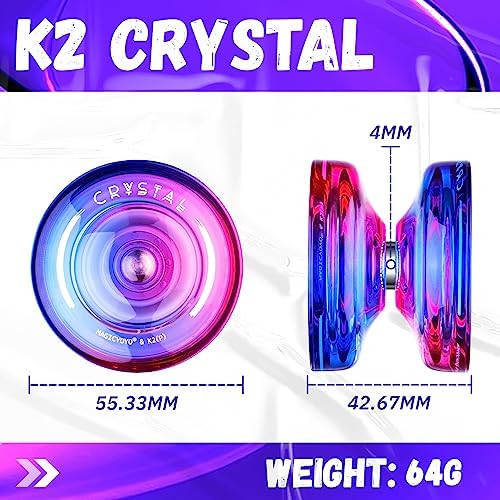 MAGICYOYO K2 Crystal beginner to advanced yoyo with twelve replacement strings spread out.