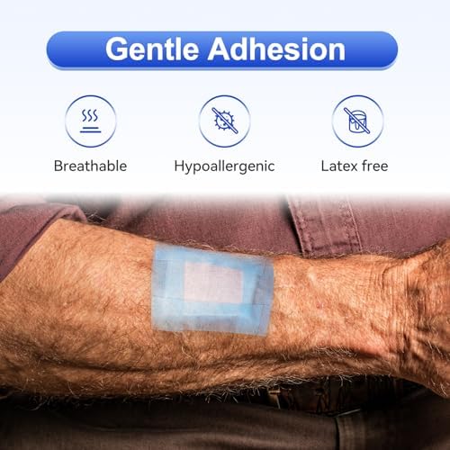 Hypoallergenic blue wound tape for sensitive skin dressing securement close up