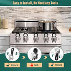 PeachLeaf baby proof stove oven locks installed on kitchen knobs