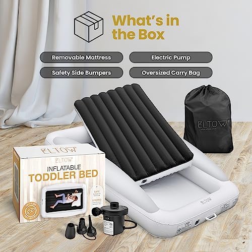 Portable kids air mattress for travel with included high speed electric pump