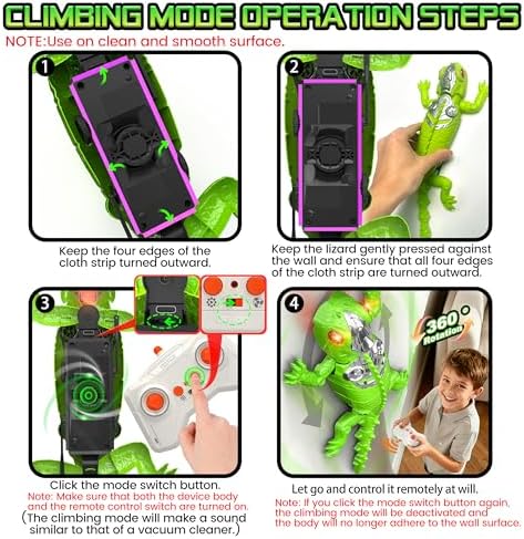 Close up of Popplaying wall climbing reptile toy features