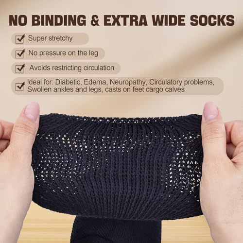 Black crew length Kodal socks for men and women with swollen feet