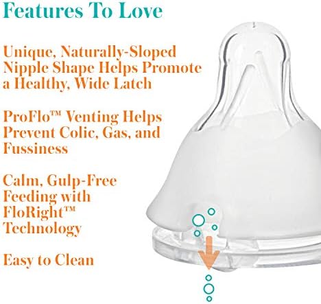 Close up view of the integrated Proflo venting system on Evenflo Balance Plus nipple
