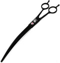 Purple Dragon 9.0 inch downward curved pet grooming scissors front view professional dog shears