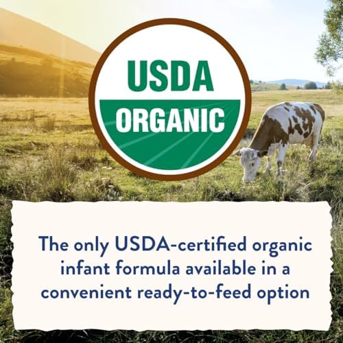 USDA certified organic non GMO Similac infant formula ready to feed bottle labels view.