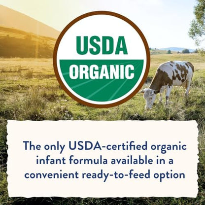 USDA certified organic non GMO Similac infant formula ready to feed bottle labels view.
