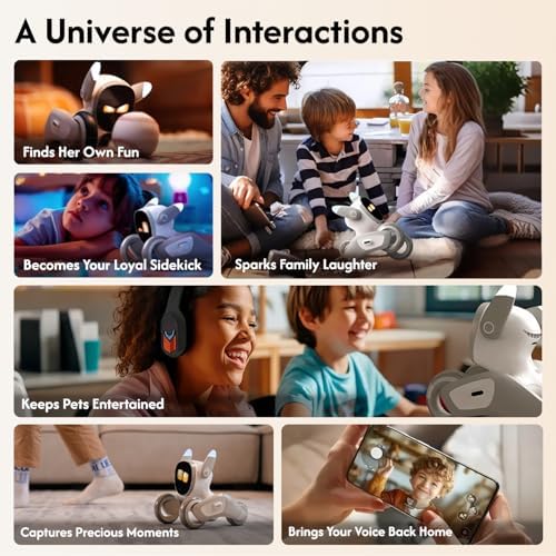 Loona robot dog performing gesture control interaction
