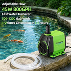 FREESEA small pond pump completely submerged in a clear backyard fountain application.