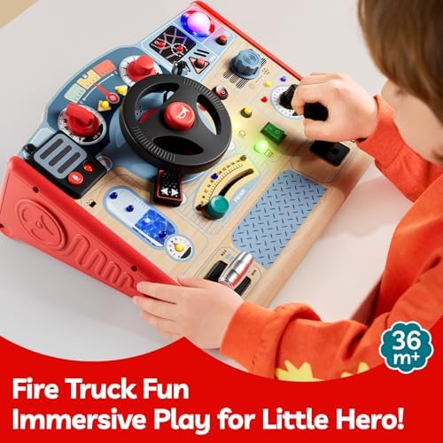 The premium wood construction and smooth rounded edges of the TOP BRIGHT fire truck toy